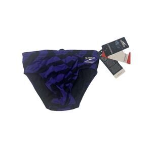 Speedo Endurance+ Swim Brief Mens 28 Purple Black Geometric NWT USA 80s Style